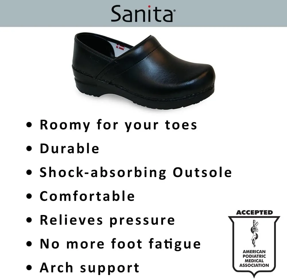 Sanita PU-Coated Leather Clogs for Women - Arch Support, Durable, Closed-Back, APMA-Approved Slip-On Shoes