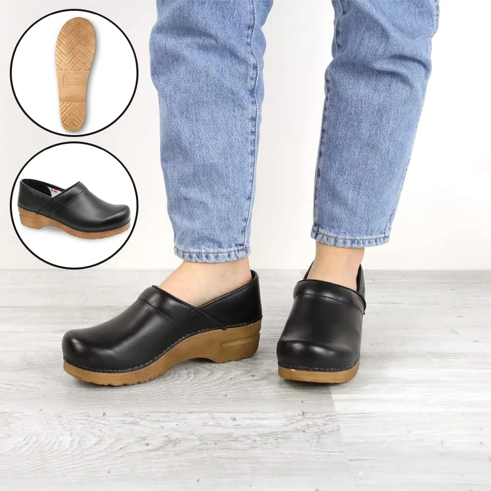 Sanita PU-Coated Leather Clogs for Women - Arch Support, Durable, Closed-Back, APMA-Approved Slip-On Shoes