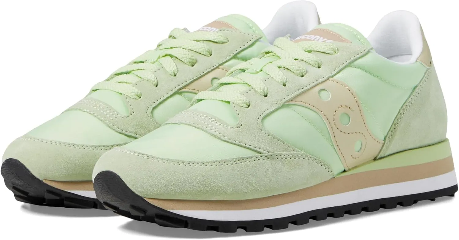 Saucony Originals Jazz Triple Womens Sneakers  Synthetic & Textile Upper  Lace-up Closure  Round Toe Green/Gold 5.5 B - Medium