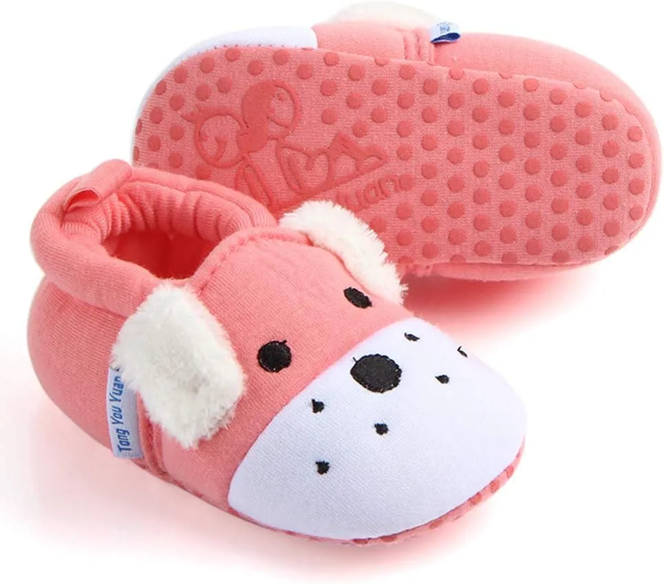 Sawimlgy Newborn Infant Baby Boys Girls Cute Cartoon Slipper Soft Non Skid Sole Slip On House Animal Indoor Sock Shoes Crib Moccasins for New Walkers