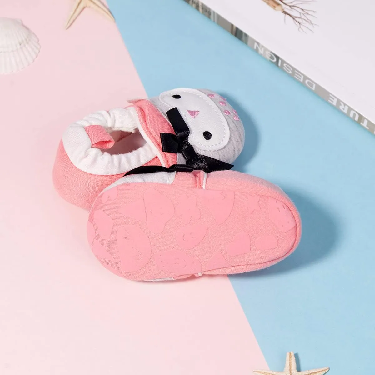 Sawimlgy Newborn Infant Baby Boys Girls Cute Cartoon Slipper Soft Non Skid Sole Slip On House Animal Indoor Sock Shoes Crib Moccasins for New Walkers