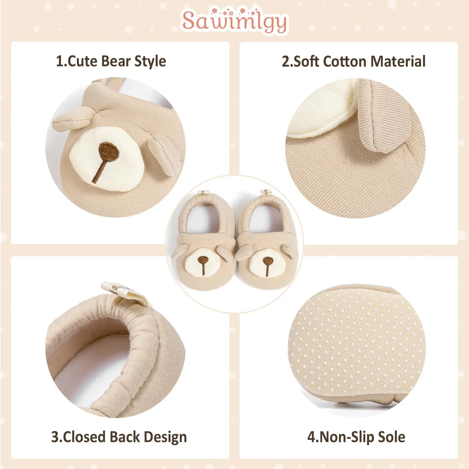 Sawimlgy Newborn Infant Baby Boys Girls Cute Cartoon Slipper Soft Non Skid Sole Slip On House Animal Indoor Sock Shoes Crib Moccasins for New Walkers