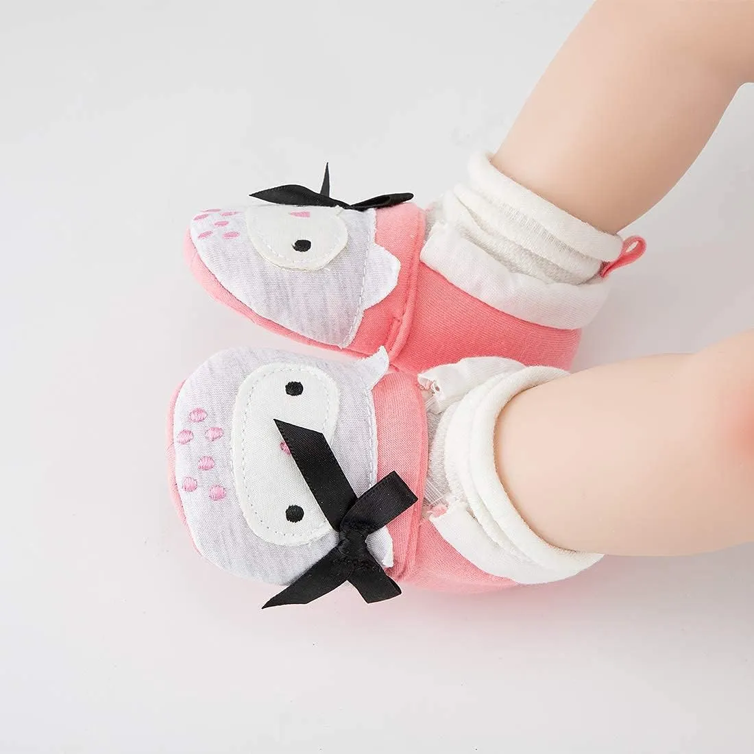 Sawimlgy Newborn Infant Baby Boys Girls Cute Cartoon Slipper Soft Non Skid Sole Slip On House Animal Indoor Sock Shoes Crib Moccasins for New Walkers