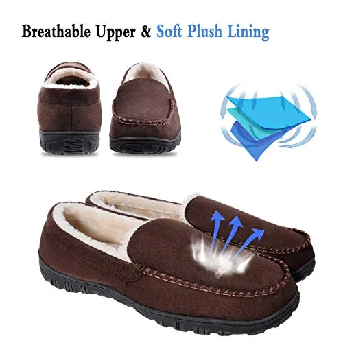 shoeslocker Indoor Slippers for Men Warm Outdoor Slippers Brown Size 12