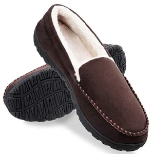 shoeslocker Indoor Slippers for Men Warm Outdoor Slippers Brown Size 12