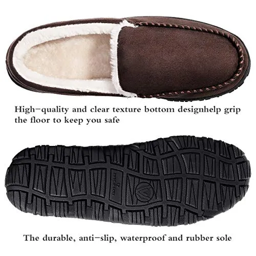 shoeslocker Indoor Slippers for Men Warm Outdoor Slippers Brown Size 12