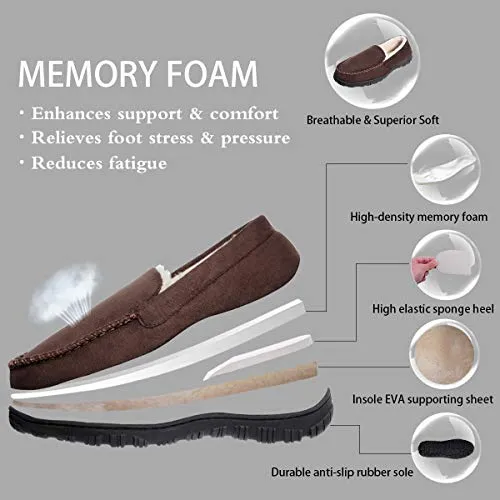shoeslocker Indoor Slippers for Men Warm Outdoor Slippers Brown Size 12
