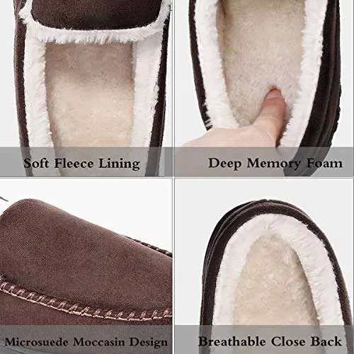 shoeslocker Indoor Slippers for Men Warm Outdoor Slippers Brown Size 12