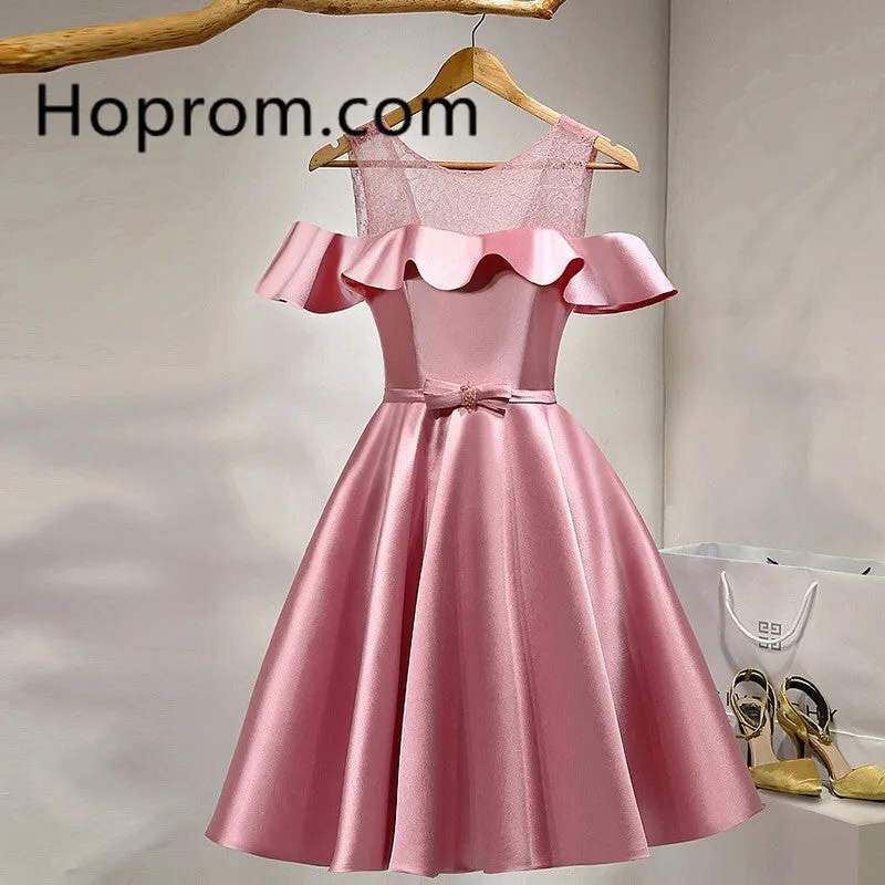 Short Homecoming Dress, Pink Elegant Bridesmaid Dress