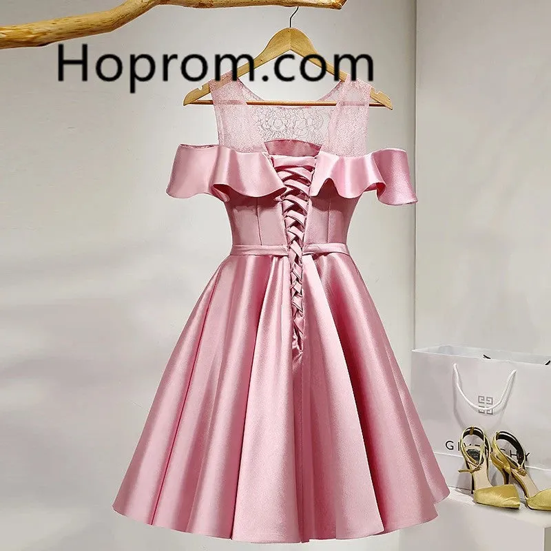 Short Homecoming Dress, Pink Elegant Bridesmaid Dress