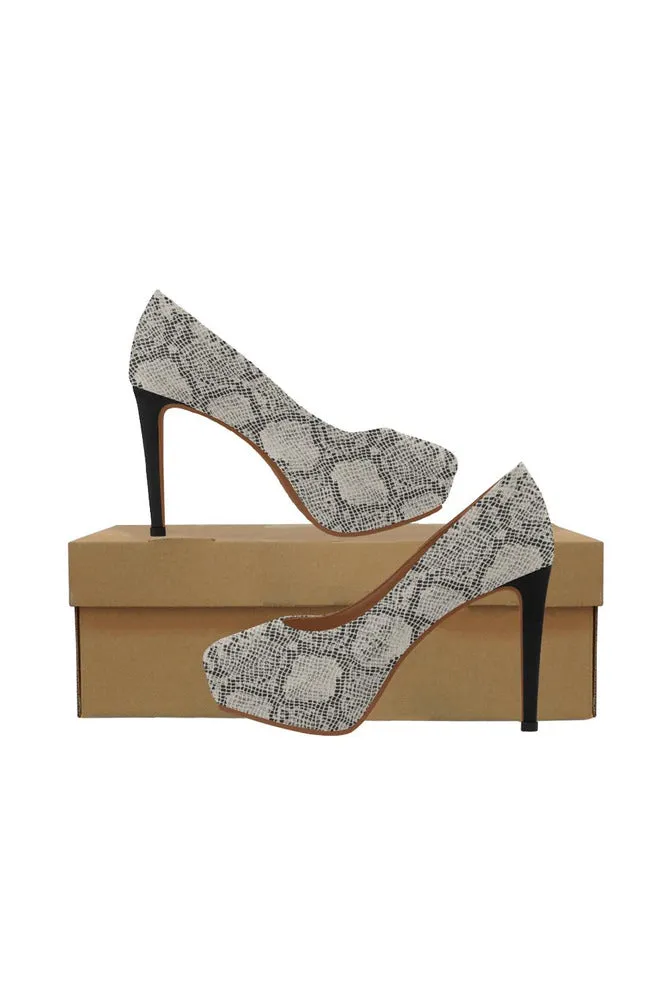 Snake Skin Print Women's High Heels