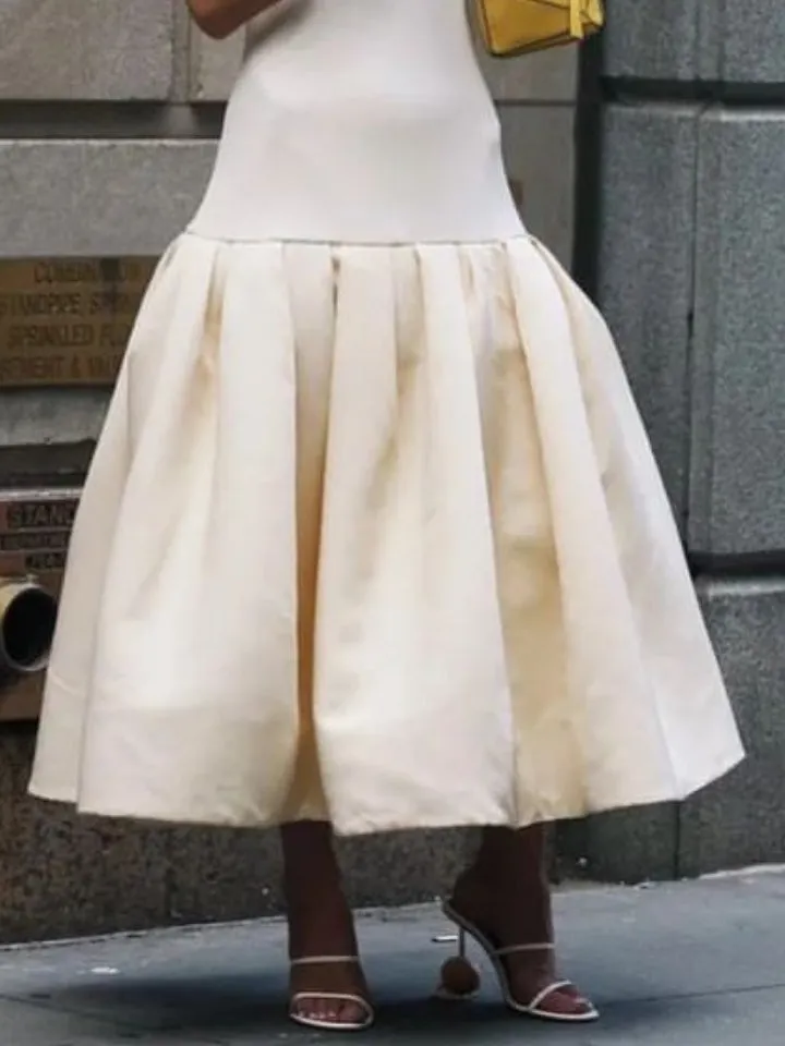 Solid Color Split-Joint Skinny Sleeveless U-neck Slip Dress Midi Dresses