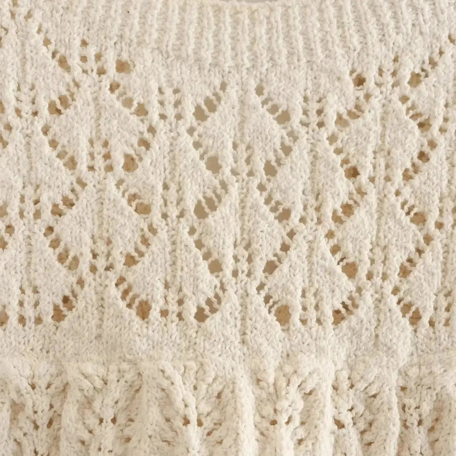 Solivette Set – Beige – Lace-knit ruffle skirt