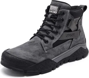 Steel Toe Boots for Men Industrial Indestructible Work Slip Resistant Leather Construction Safety Shoes