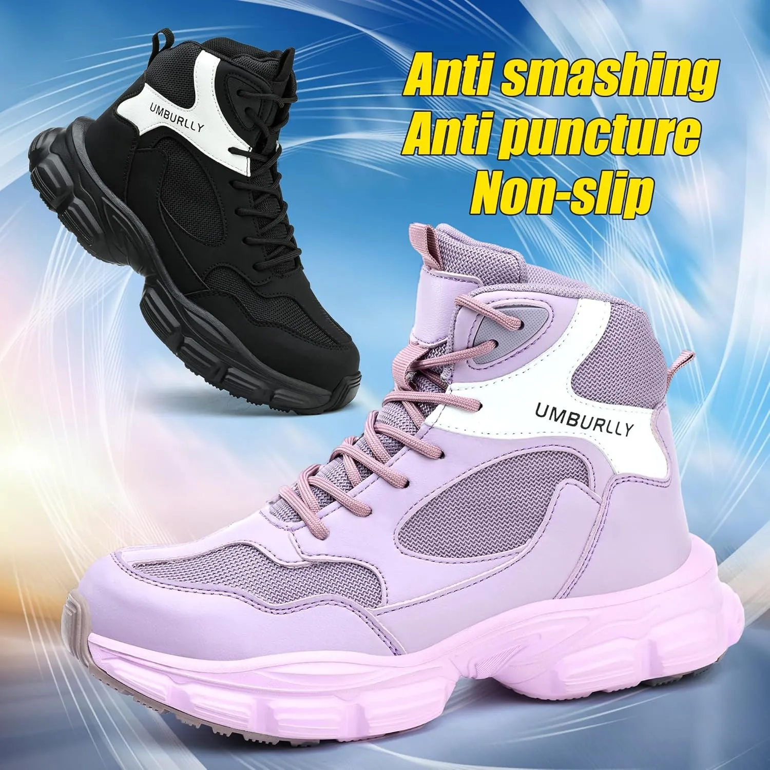 Steel Toe Work Boots for Women Waterproof Lightweight Slip-on Safety Shoes Industrial Construction Outdoor Sneakers