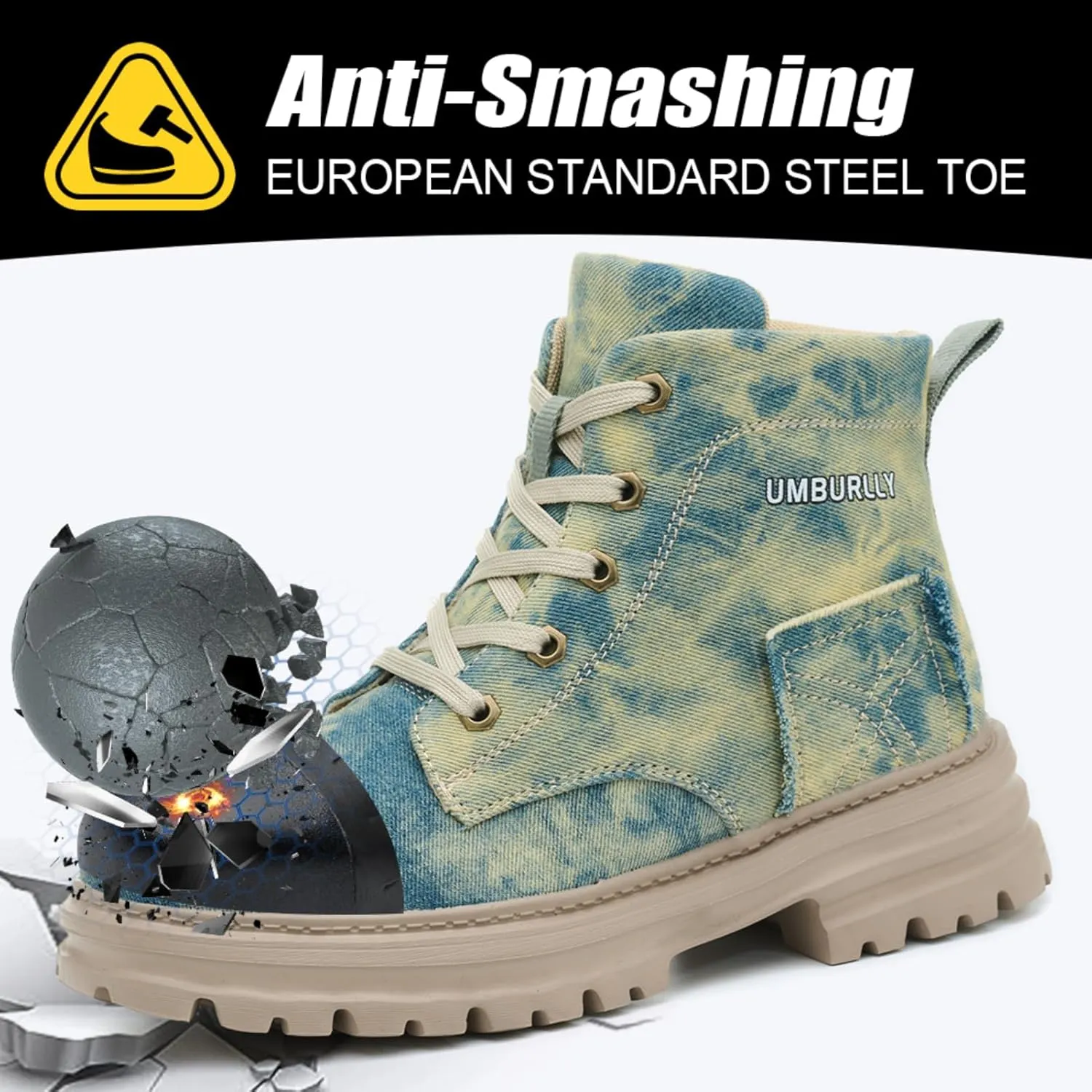 Steel Toe Work Boots for Women Waterproof Lightweight Slip-on Safety Shoes Industrial Construction Outdoor Sneakers