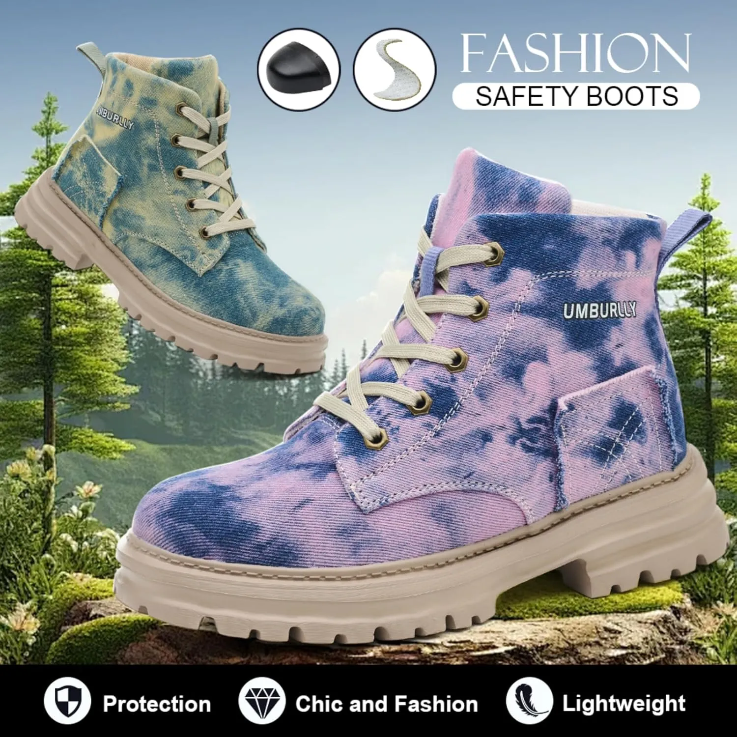 Steel Toe Work Boots for Women Waterproof Lightweight Slip-on Safety Shoes Industrial Construction Outdoor Sneakers