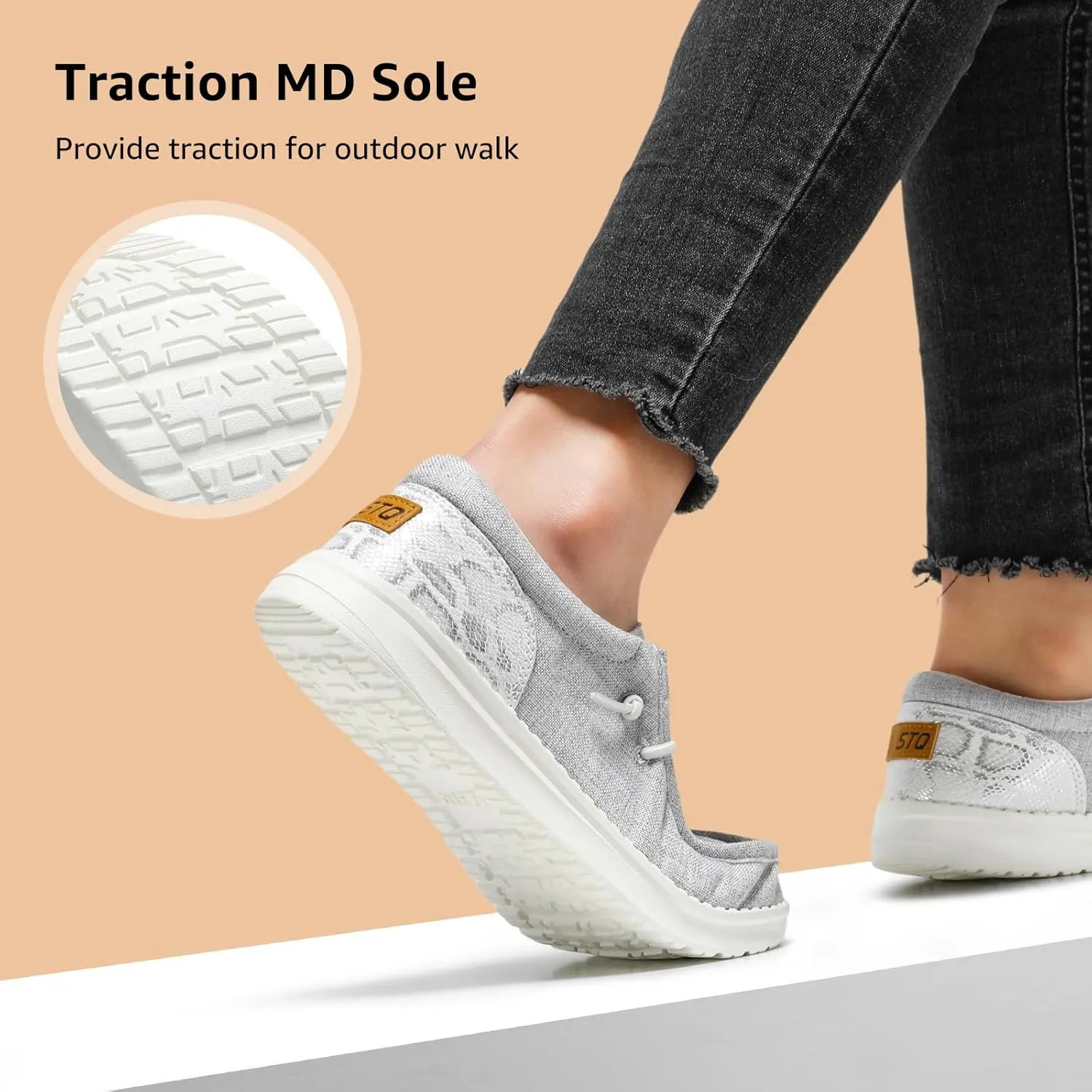STQ Women's Orthopedic LoafersLightweight Casual Boat Shoes for Plantar Fasciitis