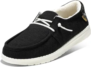 STQ Women's Slip on Fur Lined LoafersOrthopedic Cozy Ultralight Boat Casual Shoes with Arth Support
