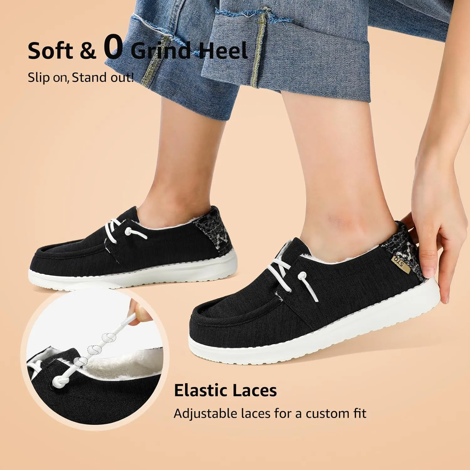 STQ Women's Slip on Fur Lined LoafersOrthopedic Cozy Ultralight Boat Casual Shoes with Arth Support