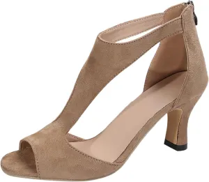 Summer Sandals For Women 2025,Womens Orthopedic Heels Dress Sexy Open Toe Back Zipper Fish Mouth Closure Casual Suede Leather Sandal Orthotic Beach Boho Outdoor Shoes for Daily Wear
