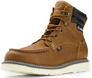 SUREWAY Men's 6" Heavy Duty Soft Toe Waterproof Work Boots,EH Construction Industrial Safety Leather Work Boots,Lace Up Moc Toe Work Boot,Goodyear Welt Oil/Slip Resistant Comfortable Outsole