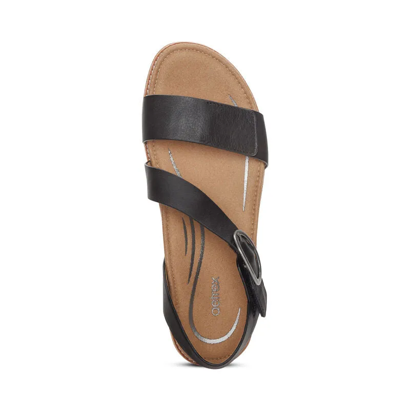 Tamara Asymmetrical Quarter Strap Sandal - Black