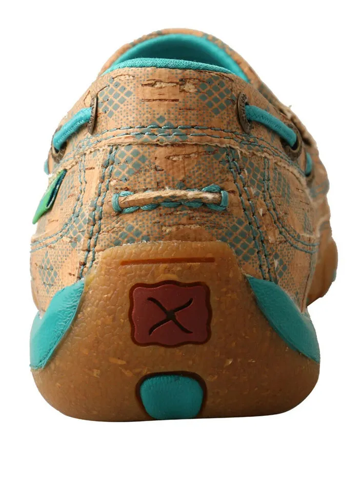 Twisted X WDMS022 Women Slip On Driving Moccasin Tan and Turquoise