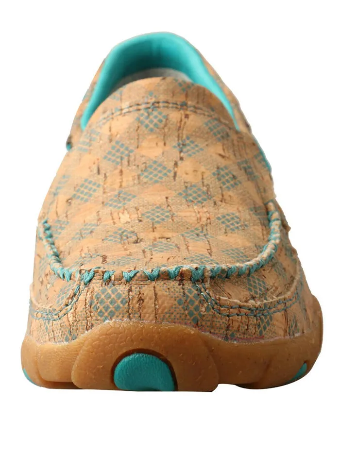 Twisted X WDMS022 Women Slip On Driving Moccasin Tan and Turquoise