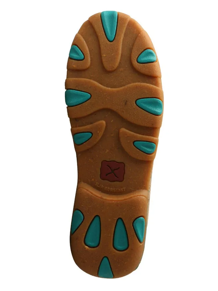Twisted X WDMS022 Women Slip On Driving Moccasin Tan and Turquoise