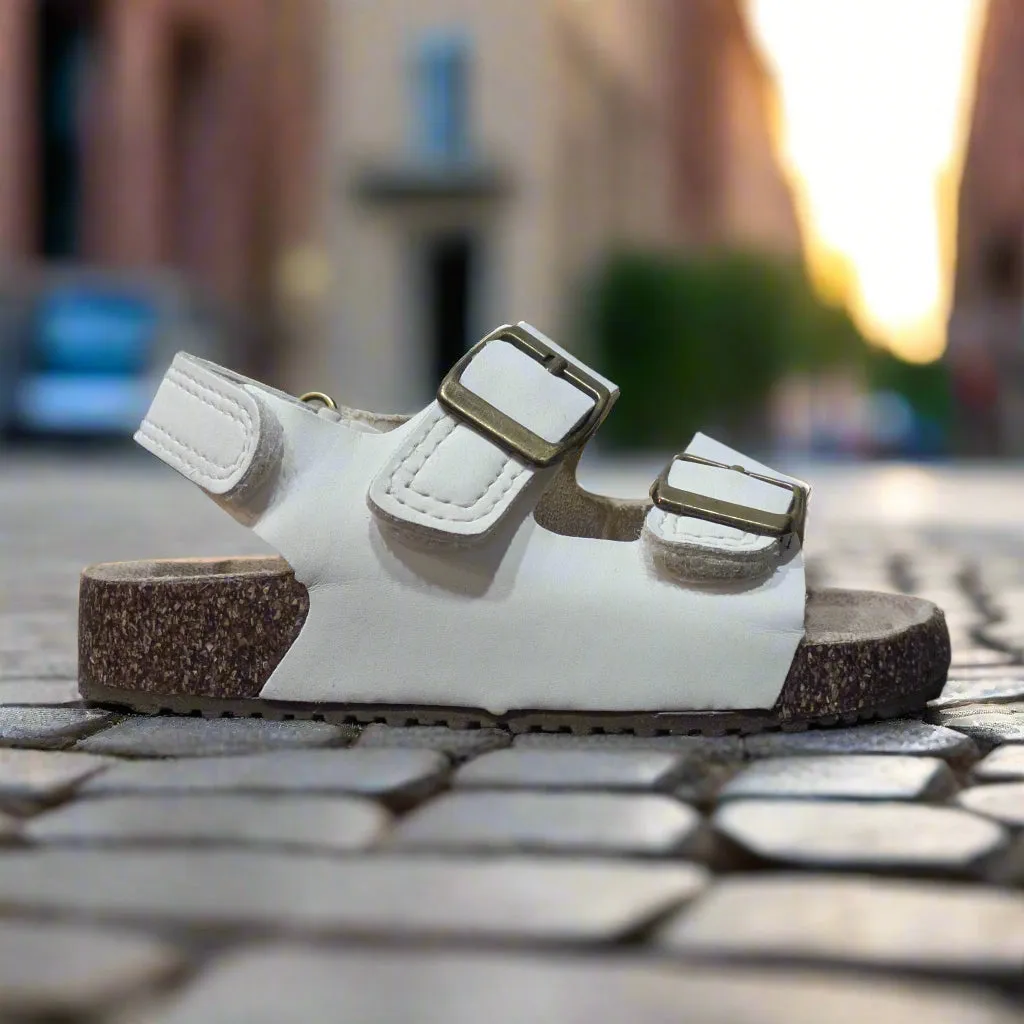 White Corkbed Baby Sandals - Kids Size: UK 5 / EU 21 / US 6