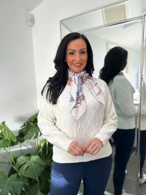 White Lattice Weave Knit Val