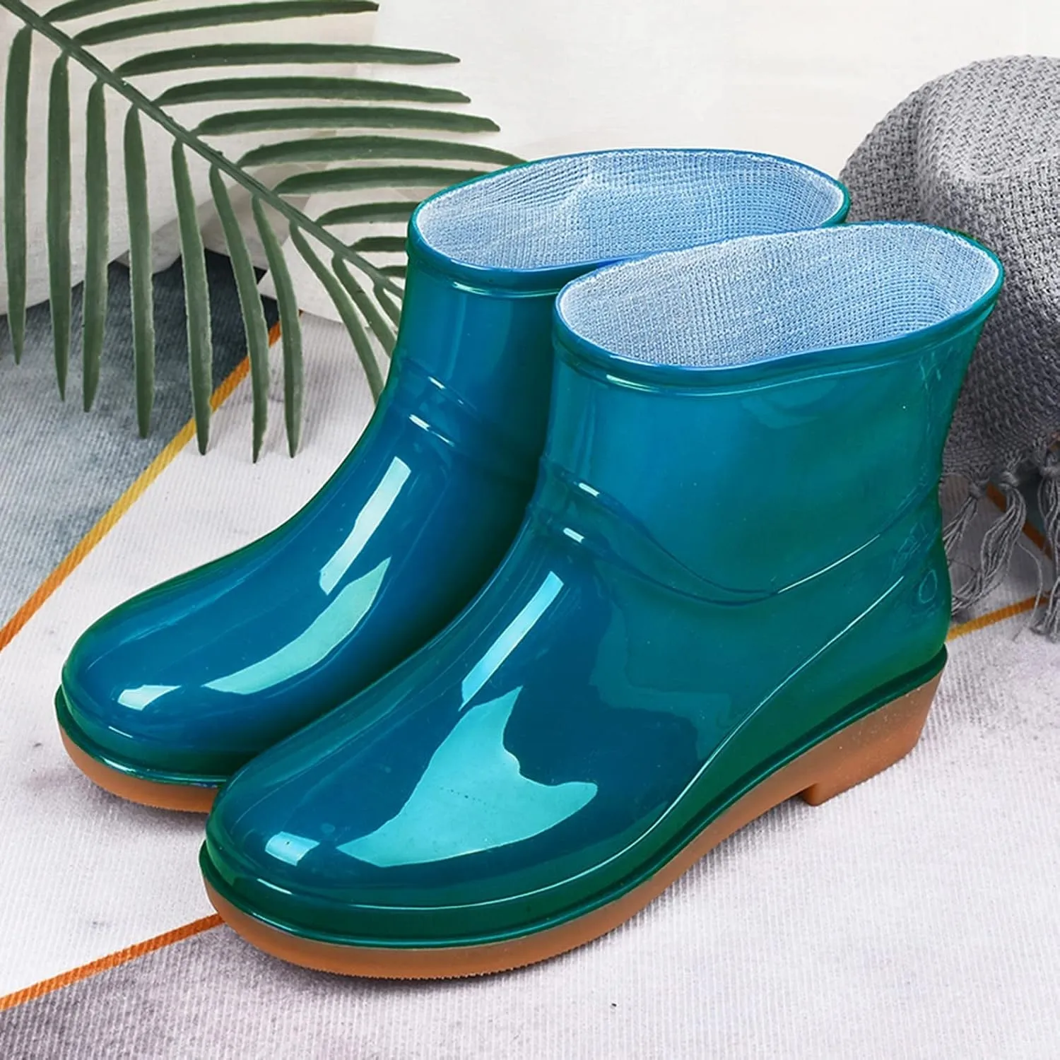 Women Boots Low Heeled Buckle Toe Middle Shoe Round Rain women's boots Womens Fashion Boots, 7