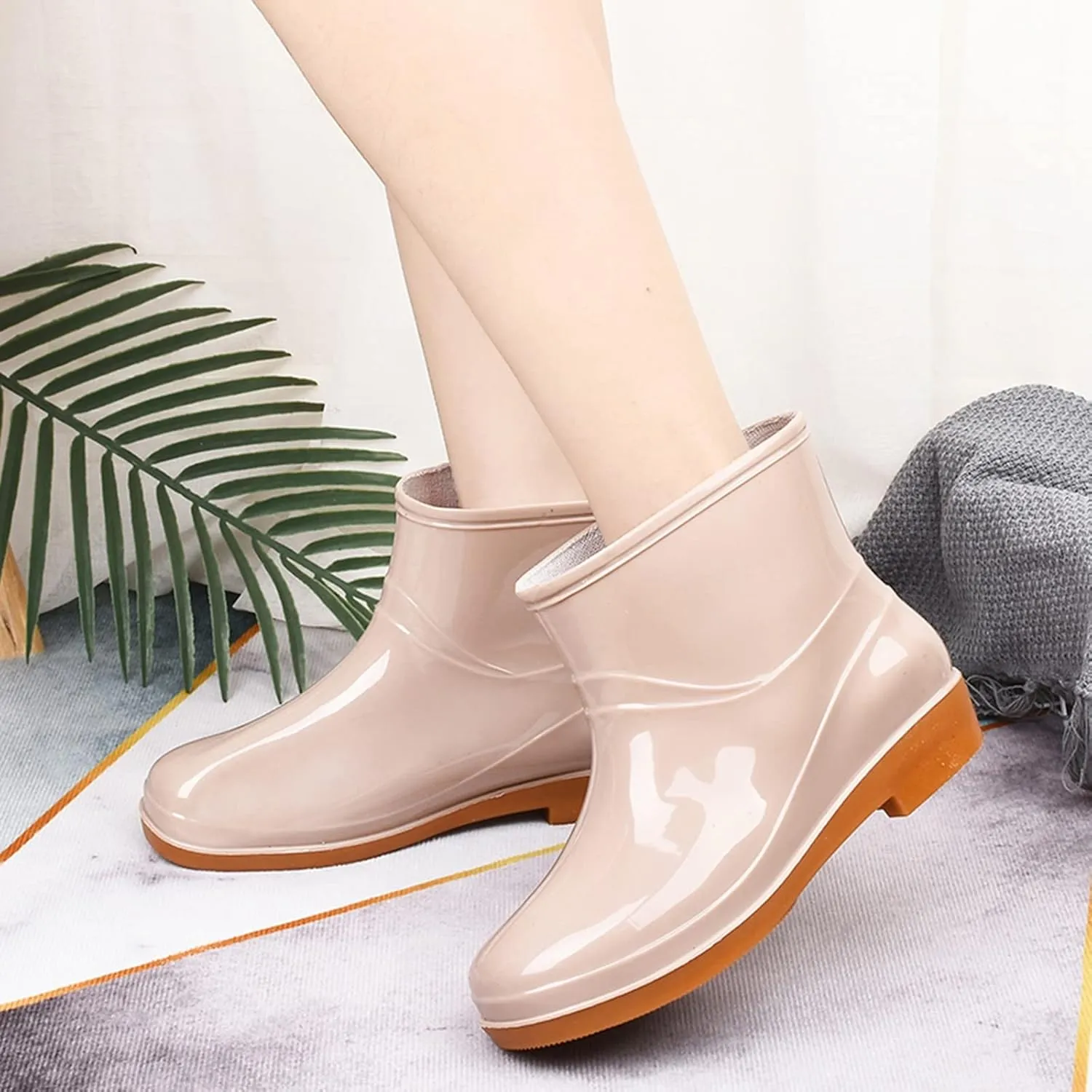 Women Boots Low Heeled Buckle Toe Middle Shoe Round Rain women's boots Womens Fashion Boots, 7