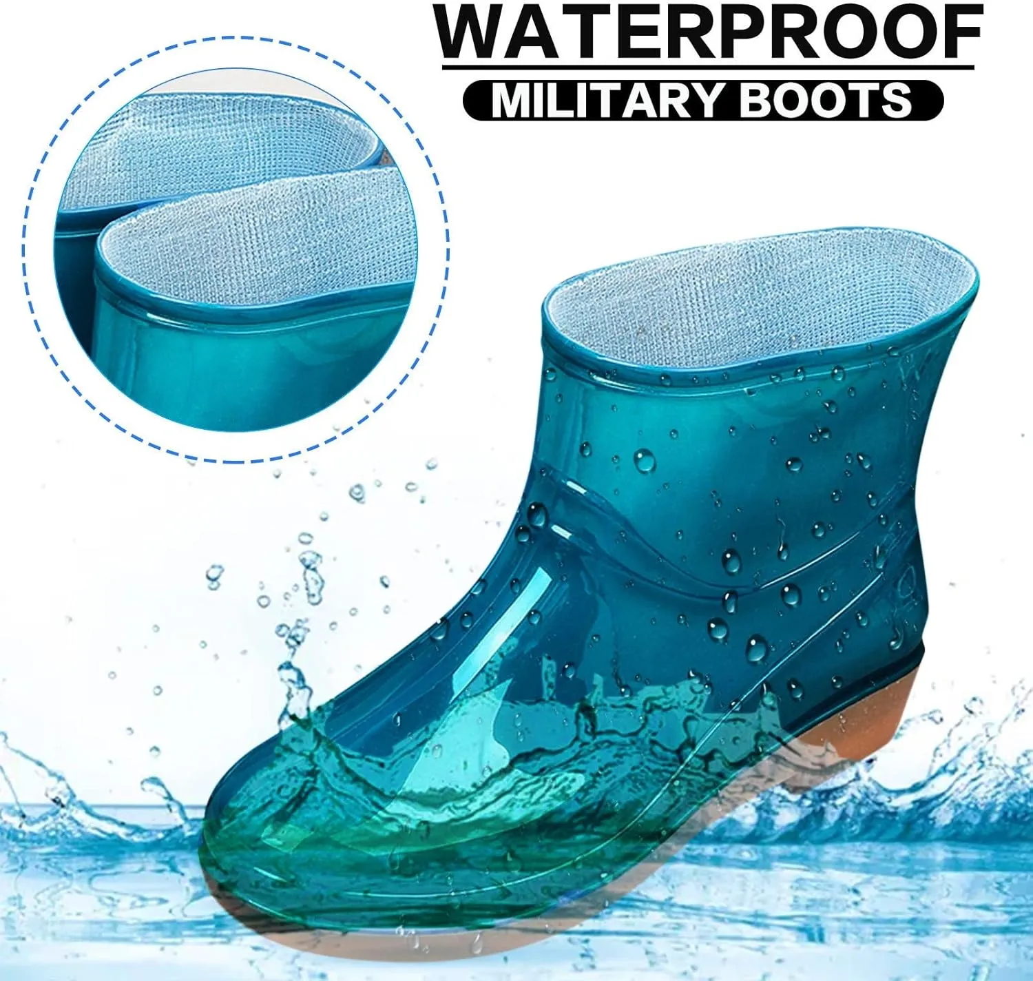 Women Boots Low Heeled Buckle Toe Middle Shoe Round Rain women's boots Womens Fashion Boots, 7