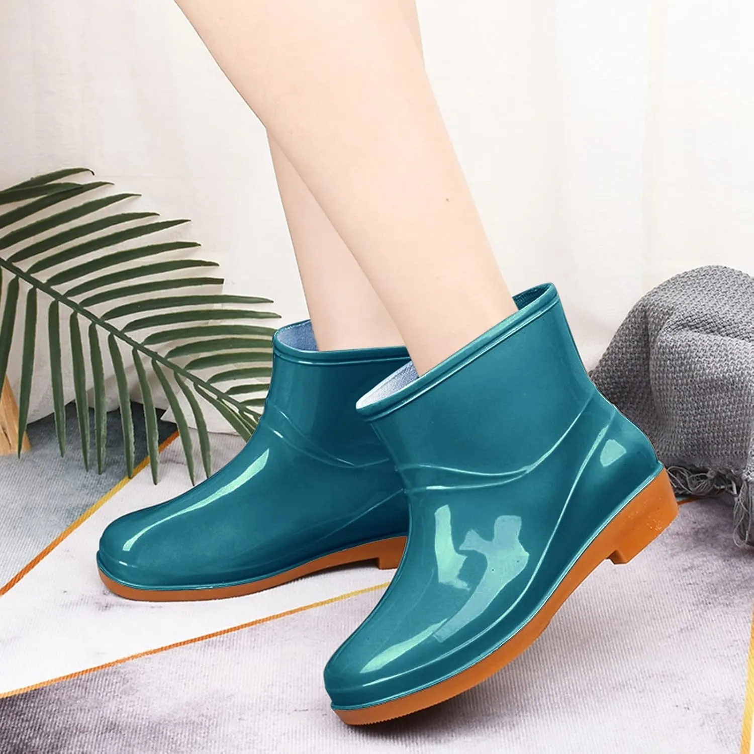Women Boots Low Heeled Buckle Toe Middle Shoe Round Rain women's boots Womens Fashion Boots, 7
