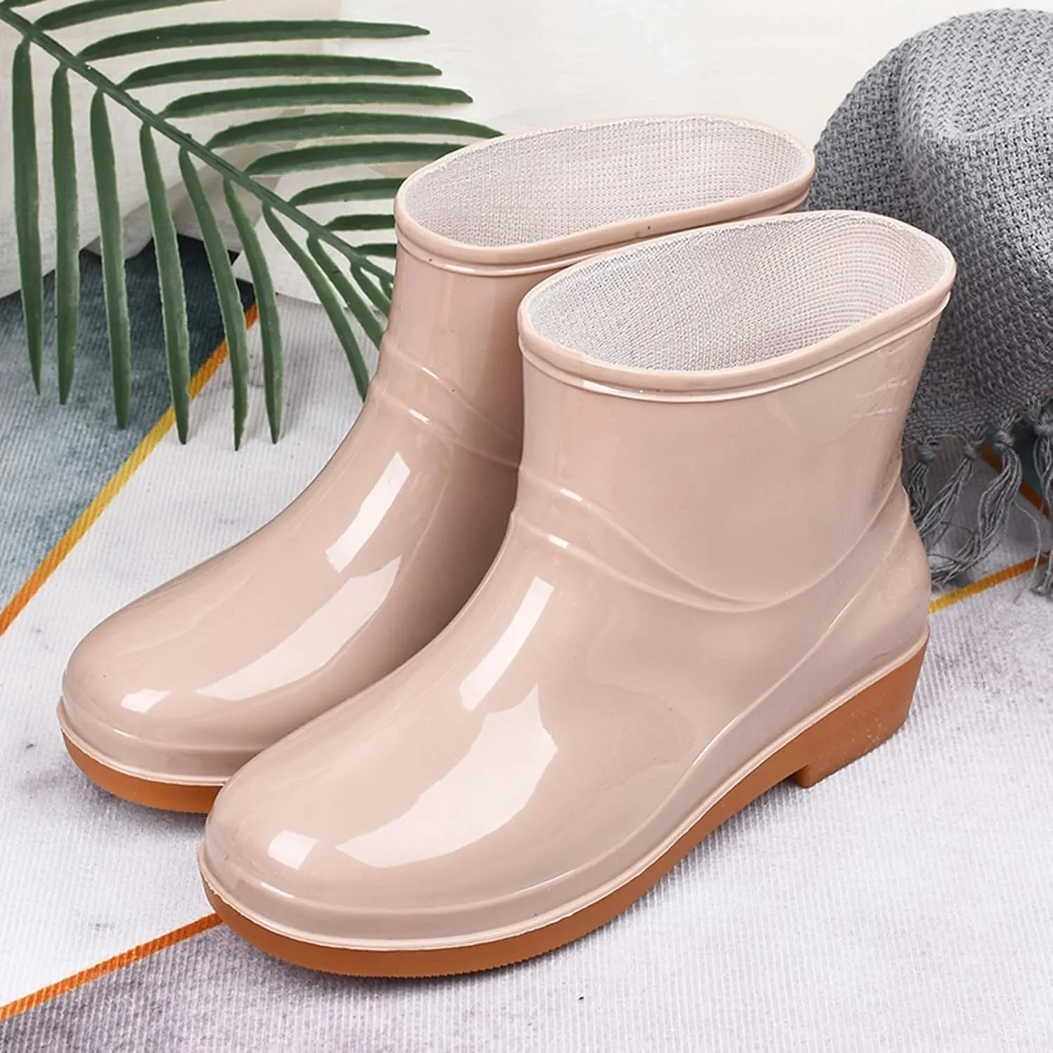 Women Boots Low Heeled Buckle Toe Middle Shoe Round Rain women's boots Womens Fashion Boots, 7