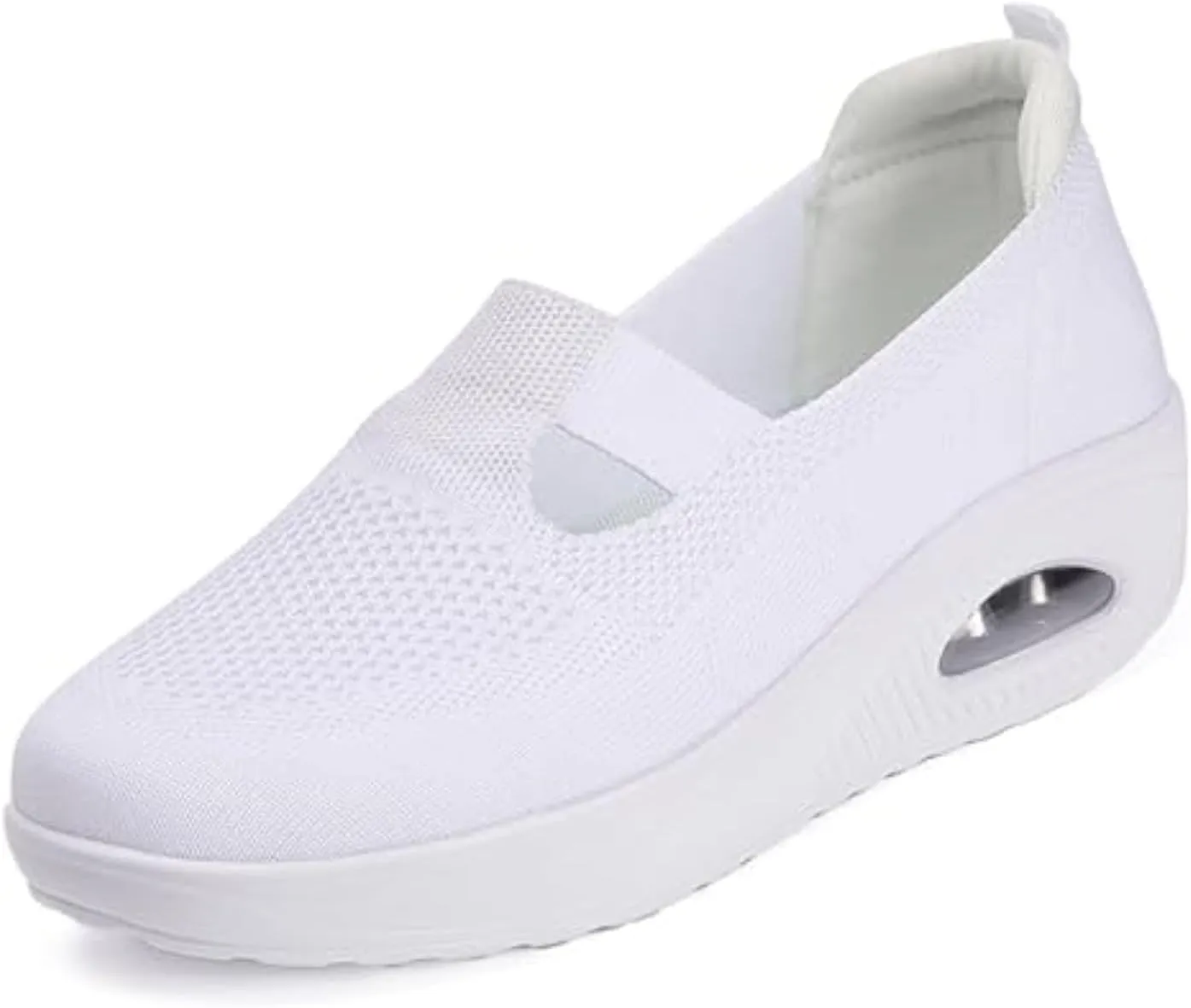 Women Nurse Platform Air Cushion Walking Sneakers Breathable Mesh Orthopedic Diabetic Wedge Slip Ons Mary Jane Toning Rocker Work Shoes