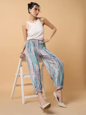 Women Sea Green Comfort Slim Fit Trousers