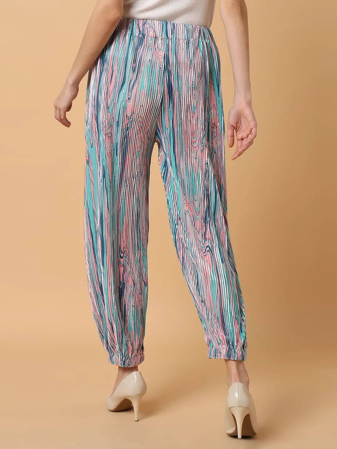 Women Sea Green Comfort Slim Fit Trousers