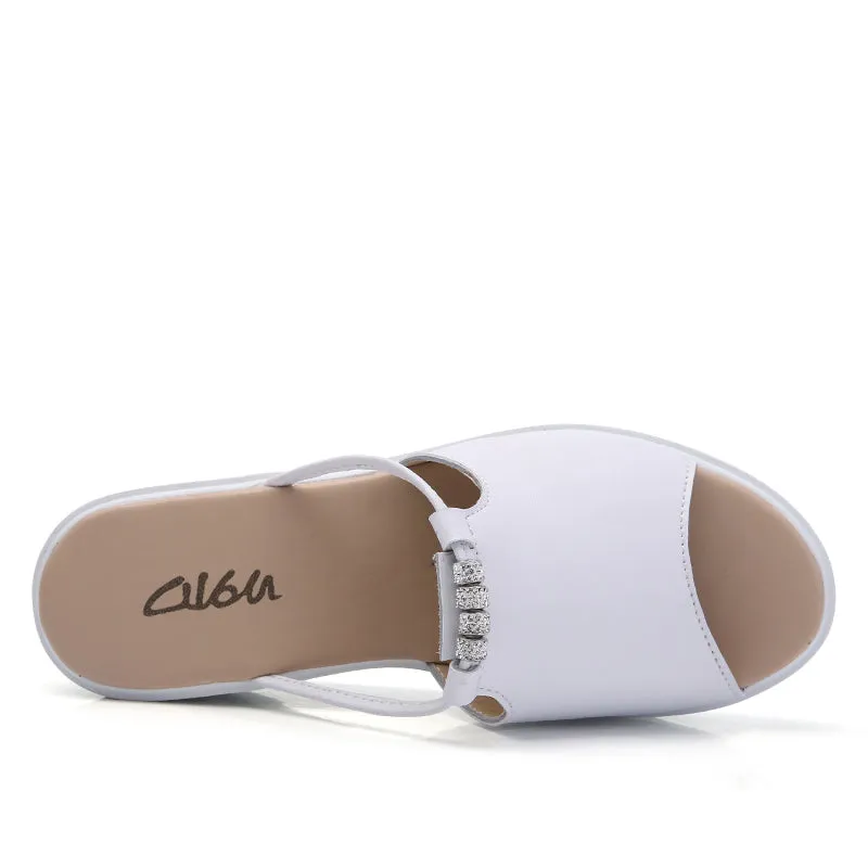 Women Slipper Sandals Heels Wedges Platform Leather Summer Shoes
