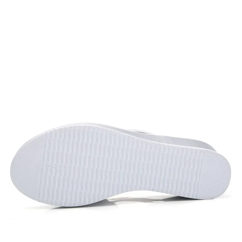 Women Slipper Sandals Heels Wedges Platform Leather Summer Shoes