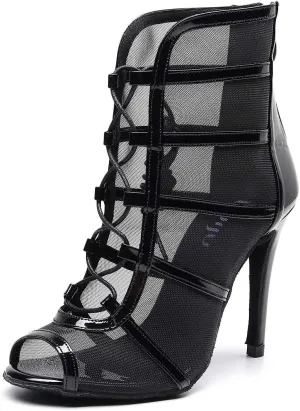 Women's Ballroom Dance Shoes with Straps Modern Dance Shoes high Heel 10cm 4 inch Suede Bottom Dance Boots