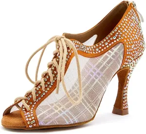 Women's Elegant Latin Dance Shoes - Ballroom Breathable Mesh Lightweight Party Sandals, 5CM/2Inch Heel Height