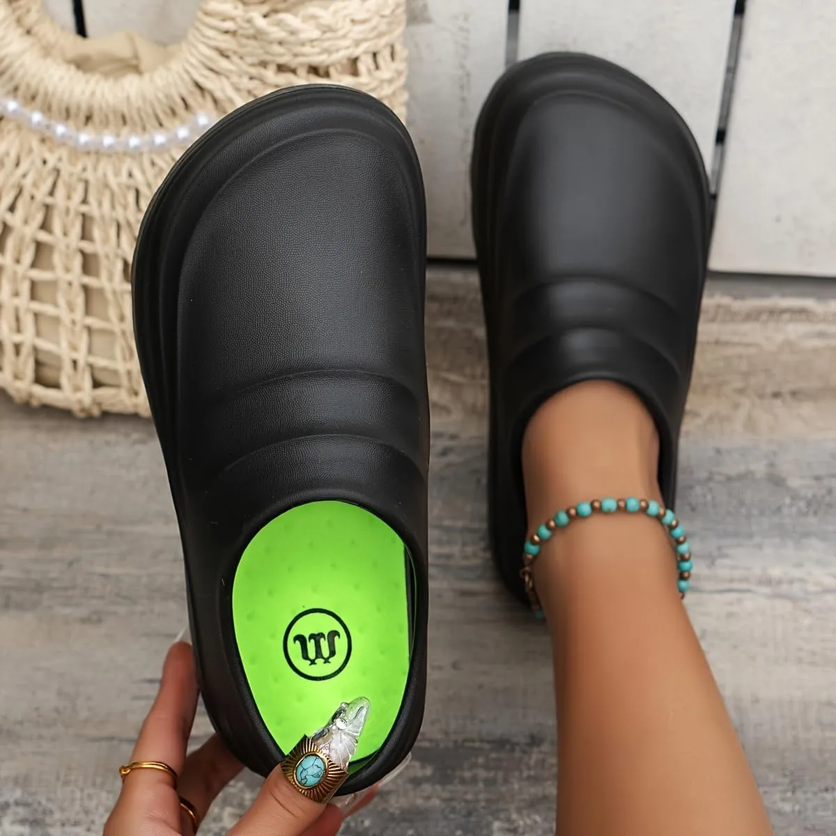 Women's EVA Solid Chef Shoes, Comfy Non Slip Slip On Work, Waterproof Comfort Closed Toe