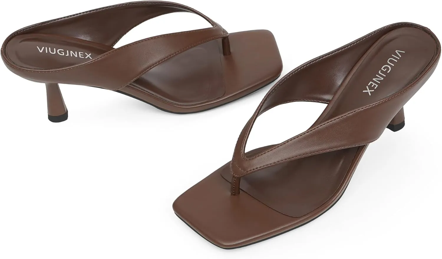 Womens Kitten Heels Flip Flops Slip On Open Toe Low Heels Thong Square Slide Summer Fashion Party Heeled Dressy Sandals for Women