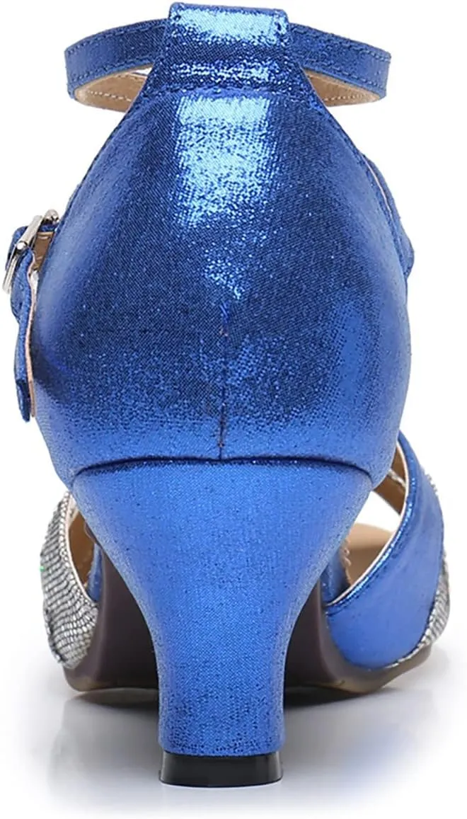 Women's Latin Dance Shoes Open Toe Ballroom Salsa Dance Practice Shoe Heeled Dancing Sandals for Social Dance