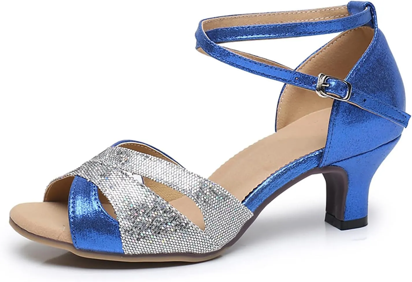 Women's Latin Dance Shoes Open Toe Ballroom Salsa Dance Practice Shoe Heeled Dancing Sandals for Social Dance