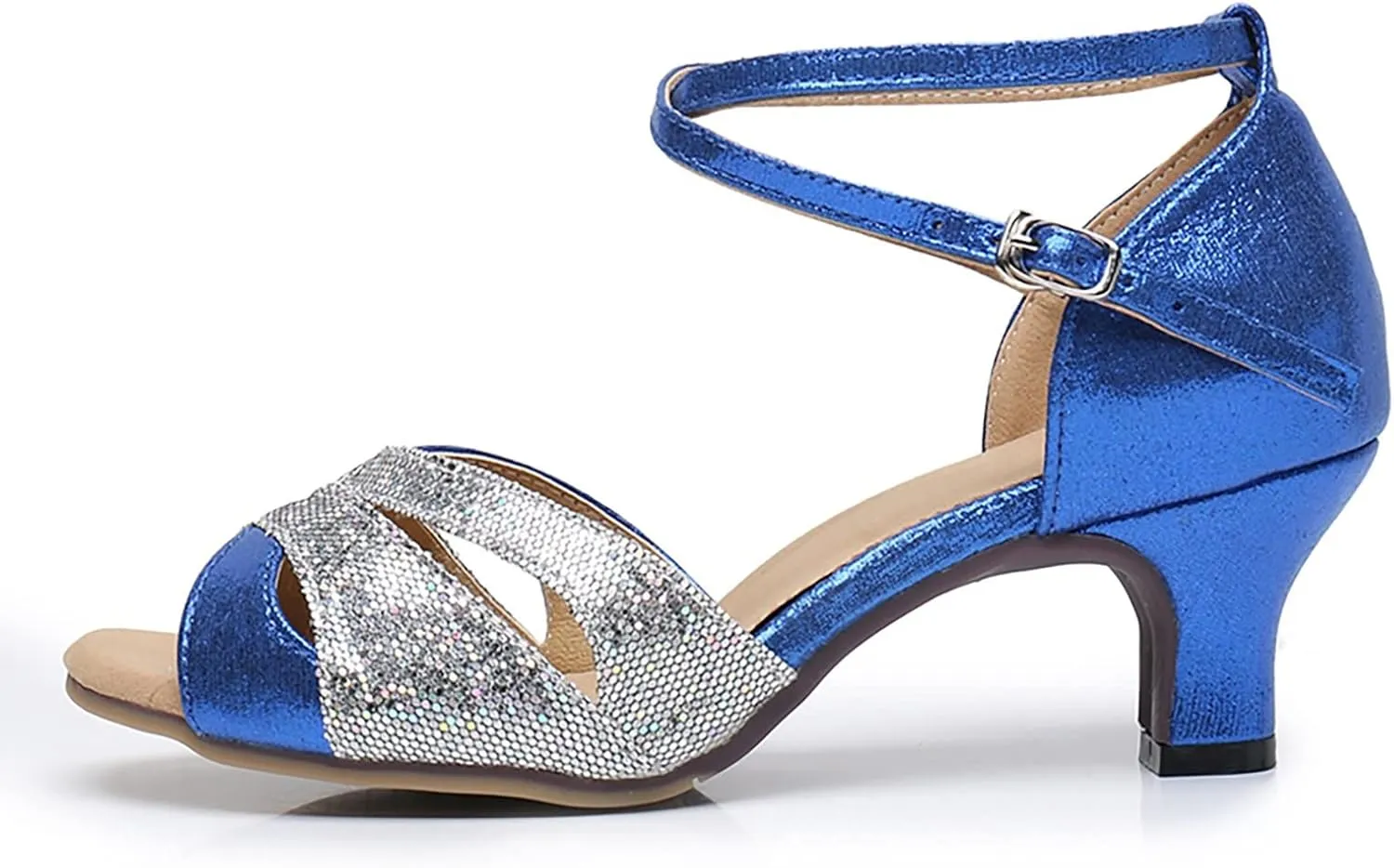 Women's Latin Dance Shoes Open Toe Ballroom Salsa Dance Practice Shoe Heeled Dancing Sandals for Social Dance