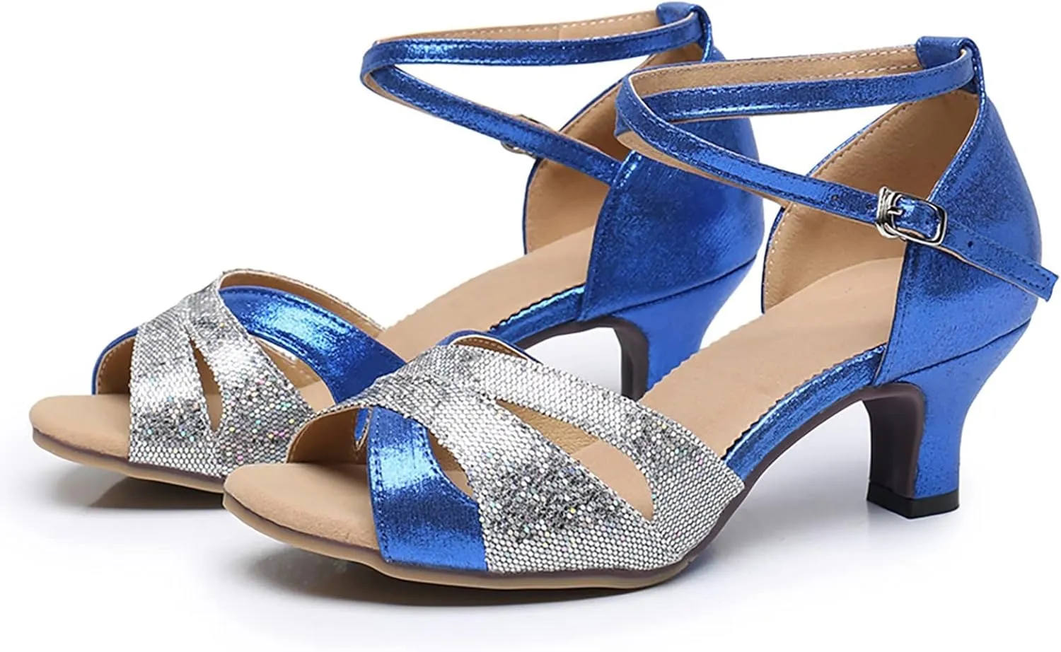 Women's Latin Dance Shoes Open Toe Ballroom Salsa Dance Practice Shoe Heeled Dancing Sandals for Social Dance